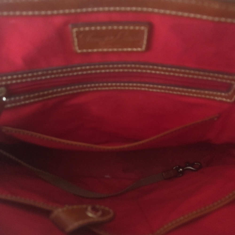 Dooney & Bourke Red Pebble Leather Satchel with Tan Trim - Picture 3 of 3